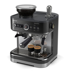Hero | Philips Barista Brew semi-automatic espresso machine front view on kitchen counter with single bean hopper