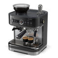 Hero | Philips Barista Brew semi-automatic espresso machine front view on kitchen counter with single bean hopper