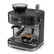 Hero | Philips Barista Brew semi-automatic espresso machine front view on kitchen counter with single bean hopper