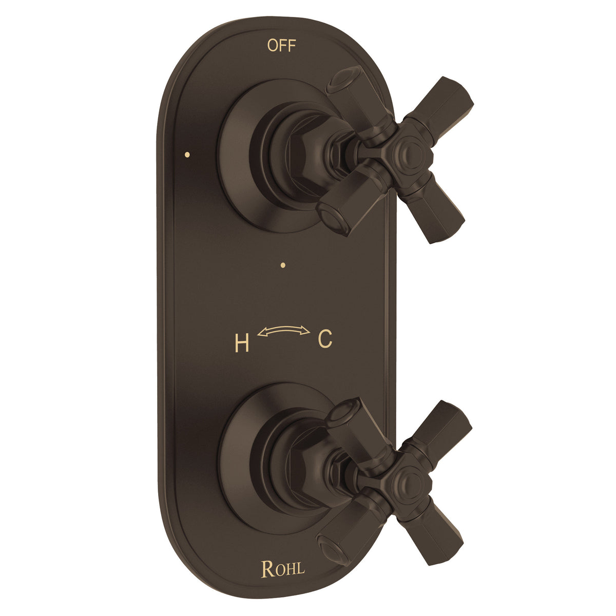 Hero | complete Tuscan Brass thermostatic shower trim with diverter controls