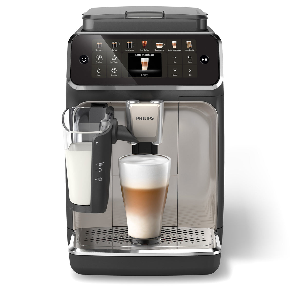 Hero | Philips 4400 Series espresso machine front view on kitchen counter