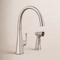 Kohler Graze Kitchen Sink Swing Spout Faucet With Sidespray in Vibrant Stainless | product photo
