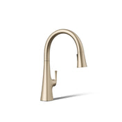 Graze Touchless Pull-Down Kitchen Sink Faucet With Three-Function Sprayhead in Vibrant Brushed Bronze