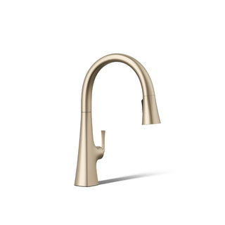 Graze Touchless Pull-Down Kitchen Sink Faucet With Three-Function Sprayhead in Vibrant Brushed Bronze