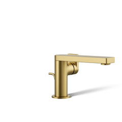 Kohler Composed Single-Handle Bathroom Faucet with Drain Assembly in Vibrant Brushed Moderne Brass | product photo