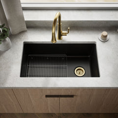 Kennon™ 33" x 22" x 10-1/8" Neoroc™ Under-Mount Single-Bowl Kitchen Sink in Matte Black | product photo