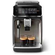 Hero | Philips 3300 Series fully automatic espresso machine front view with Classic Milk Frother on kitchen counter