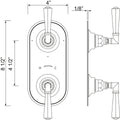 Specifications | dimension drawing for the Satin Nickel thermostatic shower trim