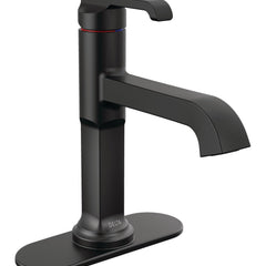 Tetra Single Hole Bathroom Faucet, Single Handle Bathroom Sink Faucet with Drain Assembly in Matte Black | product photo