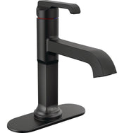 Tetra Single Hole Bathroom Faucet, Single Handle Bathroom Sink Faucet with Drain Assembly in Matte Black