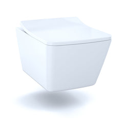 Dual-Flush Square Wall Hung Toilet with High Efficiency Flush in Cotton White | product photo