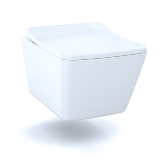 Dual-Flush Square Wall Hung Toilet with High Efficiency Flush in Cotton White