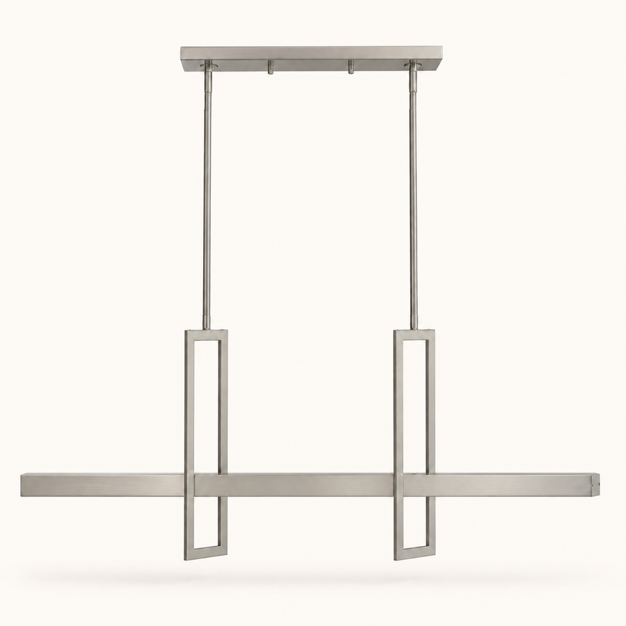 Front | clean studio front of the brushed nickel bar, canopy and two open loop risers
