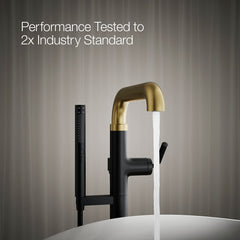 Tone Floor Mounted Clawfoot Tub Faucet in Matte Black/Moderne Brass | product photo