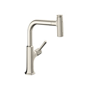 Locarno Pull Down Single Handle Kitchen Faucet with Handle and Supply Lines in Steel Optic