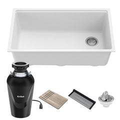 32-in. Bellucci Workstation Composite Kitchen Sink with WasteGuard™ Garbage Disposal in White | product photo