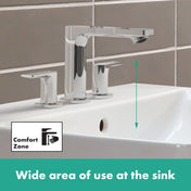 Rebris E Widespread Bathroom Faucet in Chrome