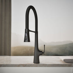 Kohler Graze Single-Handle Semi-Professional Kitchen Sink Faucet With 24-5/16-In Spout in Matte Black | product photo