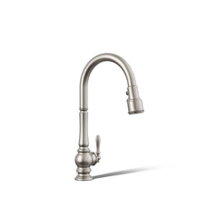 Kohler Artifacts Touchless Pull Down Kitchen Sink Faucet with Three-Function Sprayhead in Vibrant Stainless | product photo