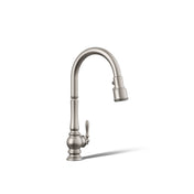 Artifacts Touchless Pull Down Kitchen Sink Faucet with Three-Function Sprayhead in Vibrant Stainless