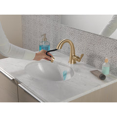 Stryke Single Hole Pull Out Sprayer Bathroom Faucet, Single Handle Bathroom Sink Faucet in Lumicoat Champagne Bronze | product photo