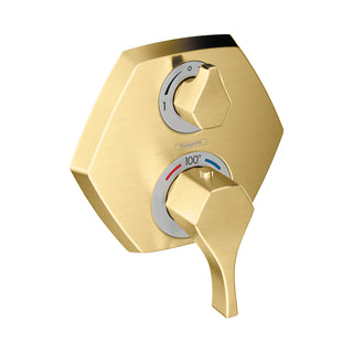Locarno Transitional 2-Handle 9-Inch Wide, Temperature Memory, Thermostatic Valve Trim Only, With Diverter, 04820000 in Brushed Gold Optic