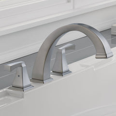 Dryden Double Handle Deck Mounted Roman Tub Faucet Trim in Stainless | product photo