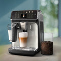 Lifestyle | Machine on kitchen countertop with coffee cups and beans