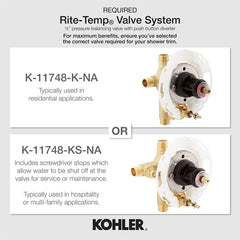 Kohler Components Rite-Temp Shower Valve Trim with Diverter and Oyl Handle | product photo