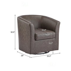 Dark brown faux leather barrel chair dimensions