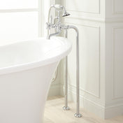 Telephone Style Floor Mounted Tub Faucet with Cross Handles in Chrome