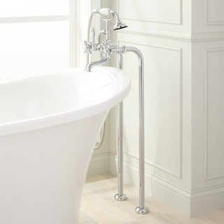 Telephone Style Floor Mounted Tub Faucet with Cross Handles in Chrome