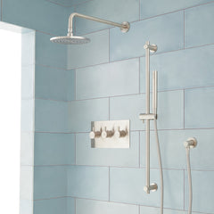 Tosca Complete Thermostatic Shower System with Rough-in Valve in Brushed Nickel | product photo