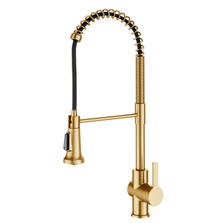 Britt Commercial Style Single Handle Pull Down Kitchen Faucet in Brushed Brass