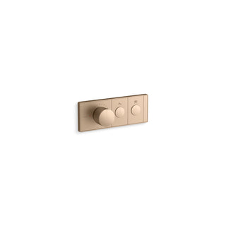 Anthem Two-Outlet Thermostatic Valve Control Panel With Recessed Push Buttons in Vibrant Brushed Bronze