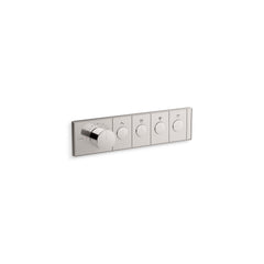 Kohler Anthem Four-Outlet Thermostatic Valve Control Panel With Recessed Push-Buttons | product photo
