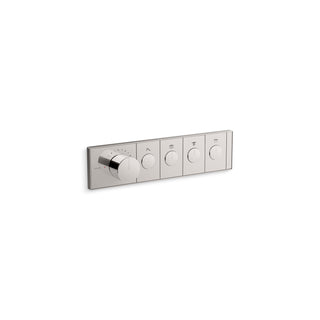 Anthem Four-Outlet Thermostatic Valve Control Panel With Recessed Push-Buttons in Titanium