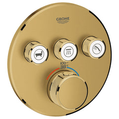 Grohtherm Triple-Function Shower Thermostatic Valve Trim Kit in Brushed Cool Sunrise | product photo