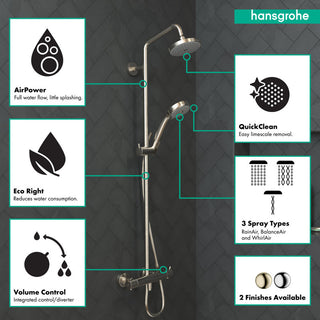 Croma Complete Shower System with Quick Clean in Brushed Nickel
