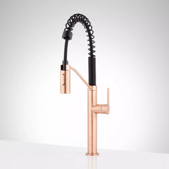 Eiler Single Handle Deck Mounted Pre-Rinse Pull Down Kitchen Faucet in Satin Copper/Black | product photo