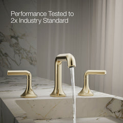Kohler Occasion Widespread Bathroom Sink Faucet Spout with Straight Design with Drain Assembly in Vibrant French Gold | product photo