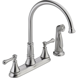Cassidy Double Handle Kitchen Faucet with Side Spray in Arctic Stainless
