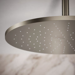 Contemporary Round 14" Rainhead with Katalyst Air-Induction Spray, 2.5 Gpm in Vibrant Brushed Nickel | detail photo