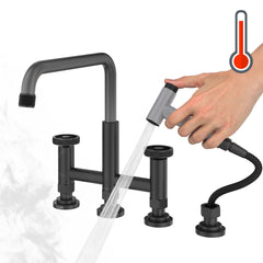 Urbix Bridge Faucet with Side Spray Included in Matte Black/Grey | product photo