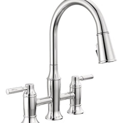 Renaldi Bridge Kitchen Faucet with Pull Down Sprayer, Two-Handle, Lumicoat Chrome | product photo