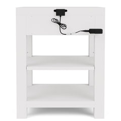 1-Drawer Cabinet, Solid Wood Frame, White, Driftwood Drawer Front