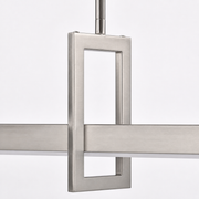 Close detail | brushed nickel grain on a rectangular loop riser and bar crossing