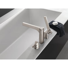 Zura Double Handle Deck Mounted Roman Tub Faucet Trim with Diverter and Handshower in Stainless | product photo