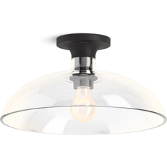 Kohler Tone™ 1 Light Semi Flush Mount with Domed Glass Shade in Matte Black | product photo