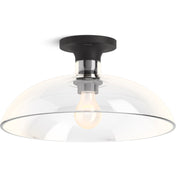 Tone™ 1 Light Semi Flush Mount with Domed Glass Shade in Matte Black